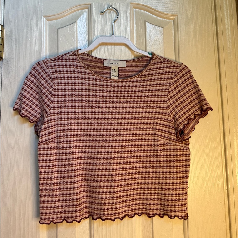 Red Plaid Patterned Crop Top